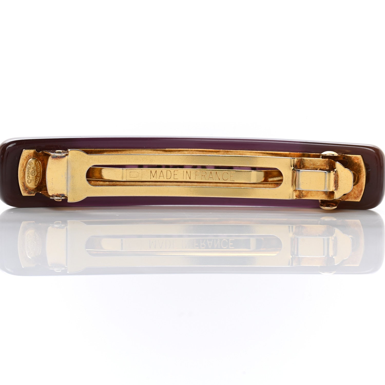 Chanel Resin Logo Hair Clip Barrette Brown 3 of 4