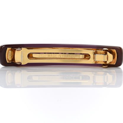Chanel Resin Logo Hair Clip Barrette Brown 3 of 4