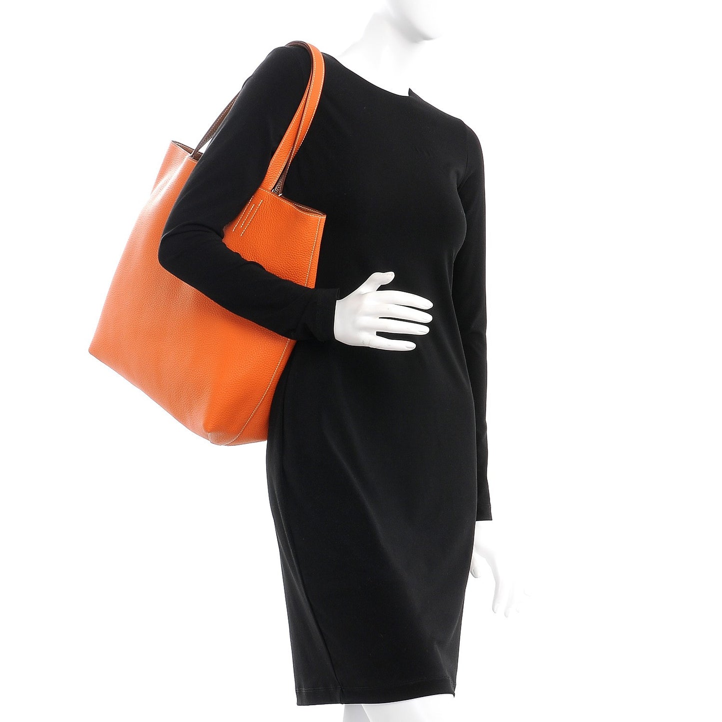 Taurillon Clemence Double Sens 36 Reversible Tote Orange Gold