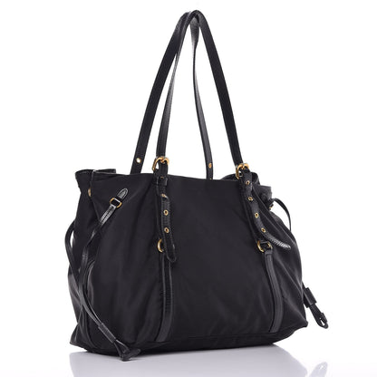 Prada Tessuto Nylon Jacquard Logo Tote Black 3 of 9
