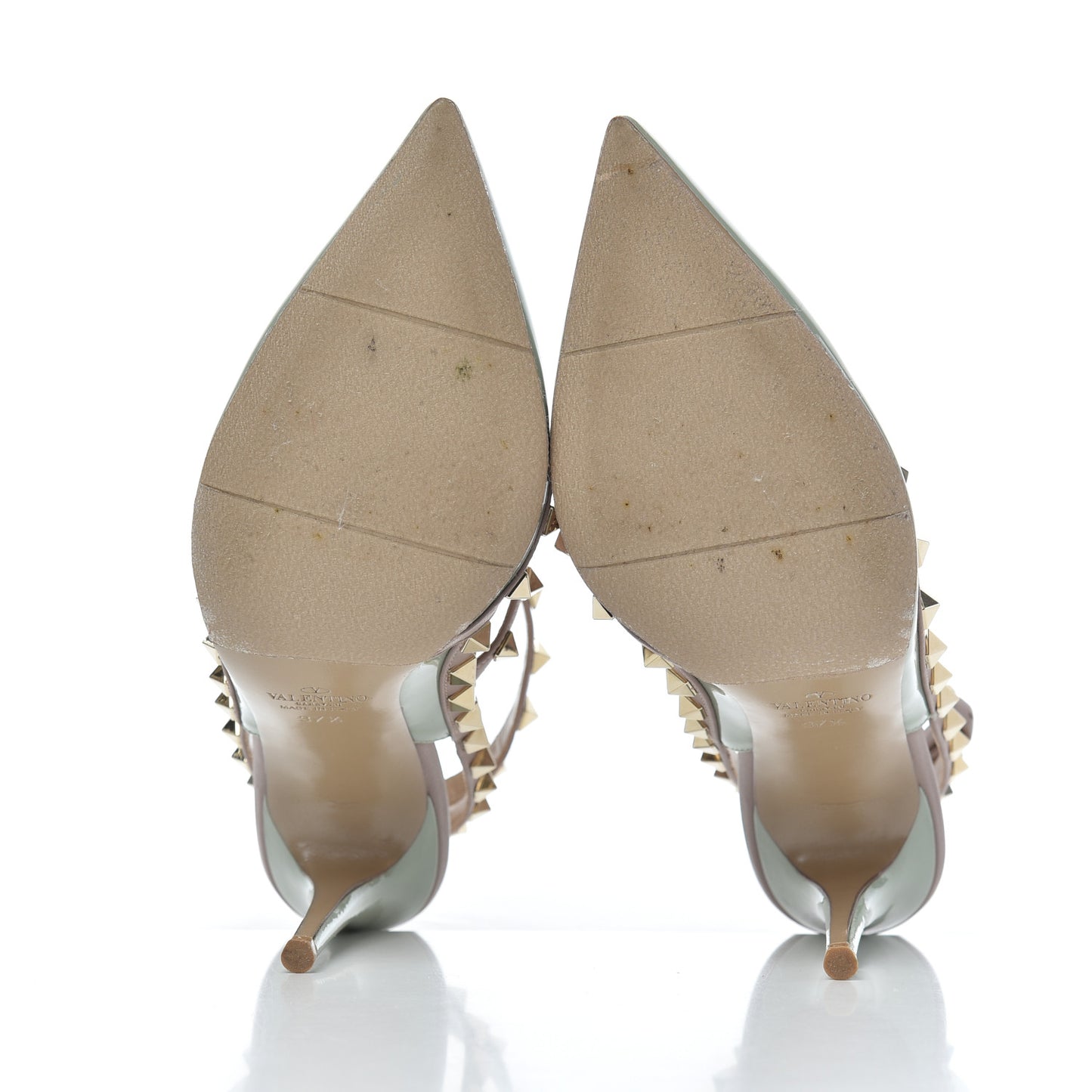 Patent Nappa Rockstud Ankle Strap 100mm Pumps 37.5 Green Tea Sorbet Poudre