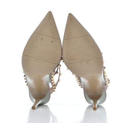 Valentino Garavani Patent Nappa Rockstud Ankle Strap 100mm Pumps 37.5 Green Tea Sorbet Poudre 5 of 16