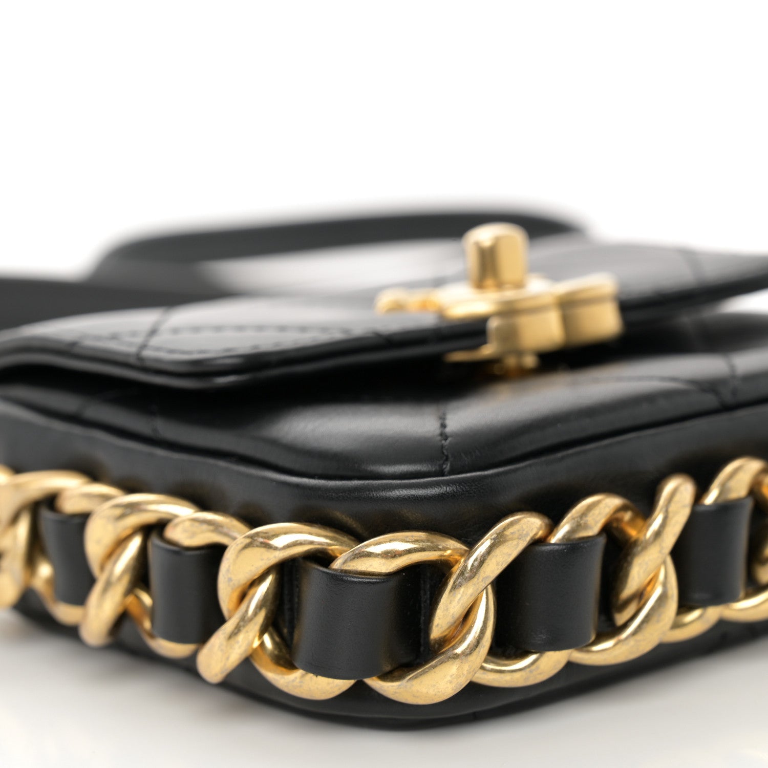 Chanel Calfskin Quilted Mini Framing Chain Bag Black 9 of 11