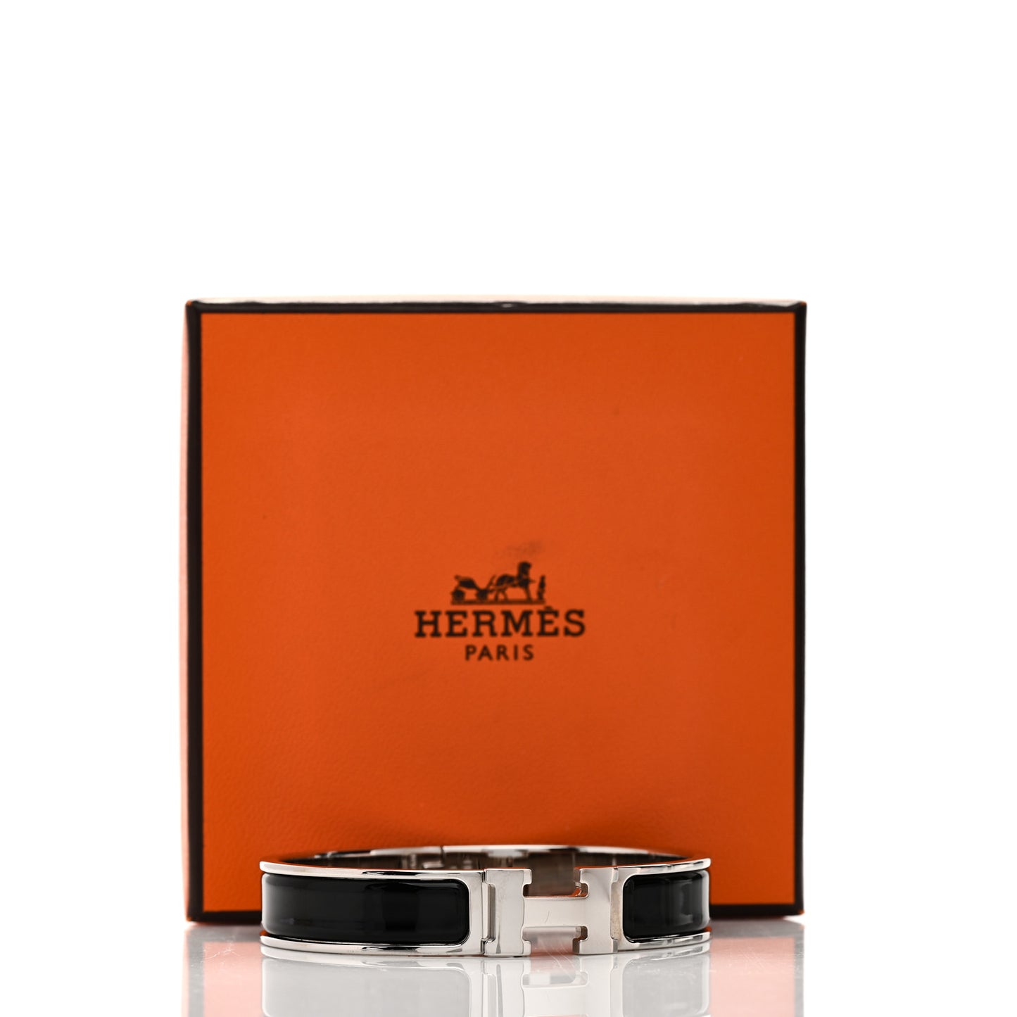 Enamel Narrow Clic Clac H Bracelet GM Black