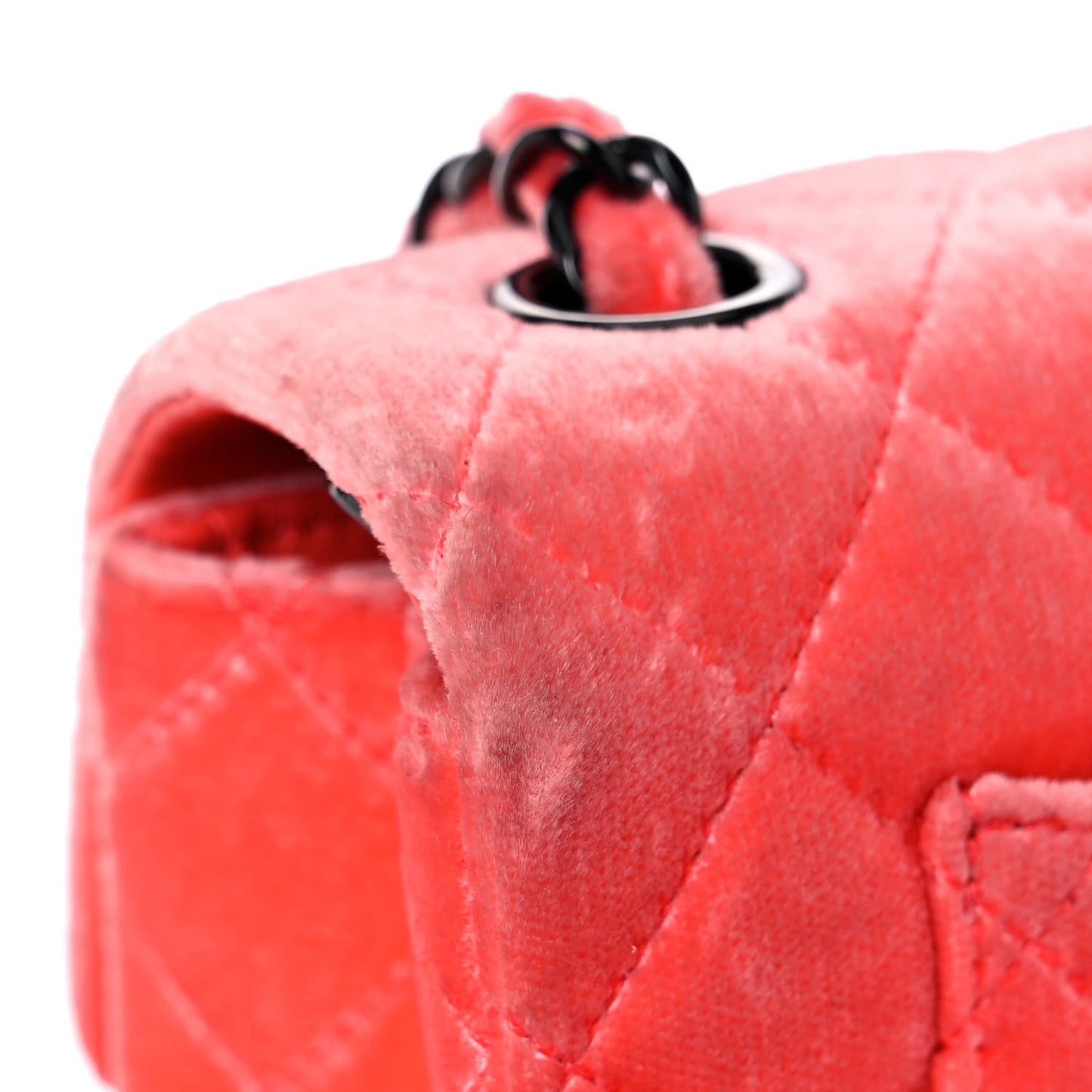 Velvet Quilted Mini Rectangular Flap Coral
