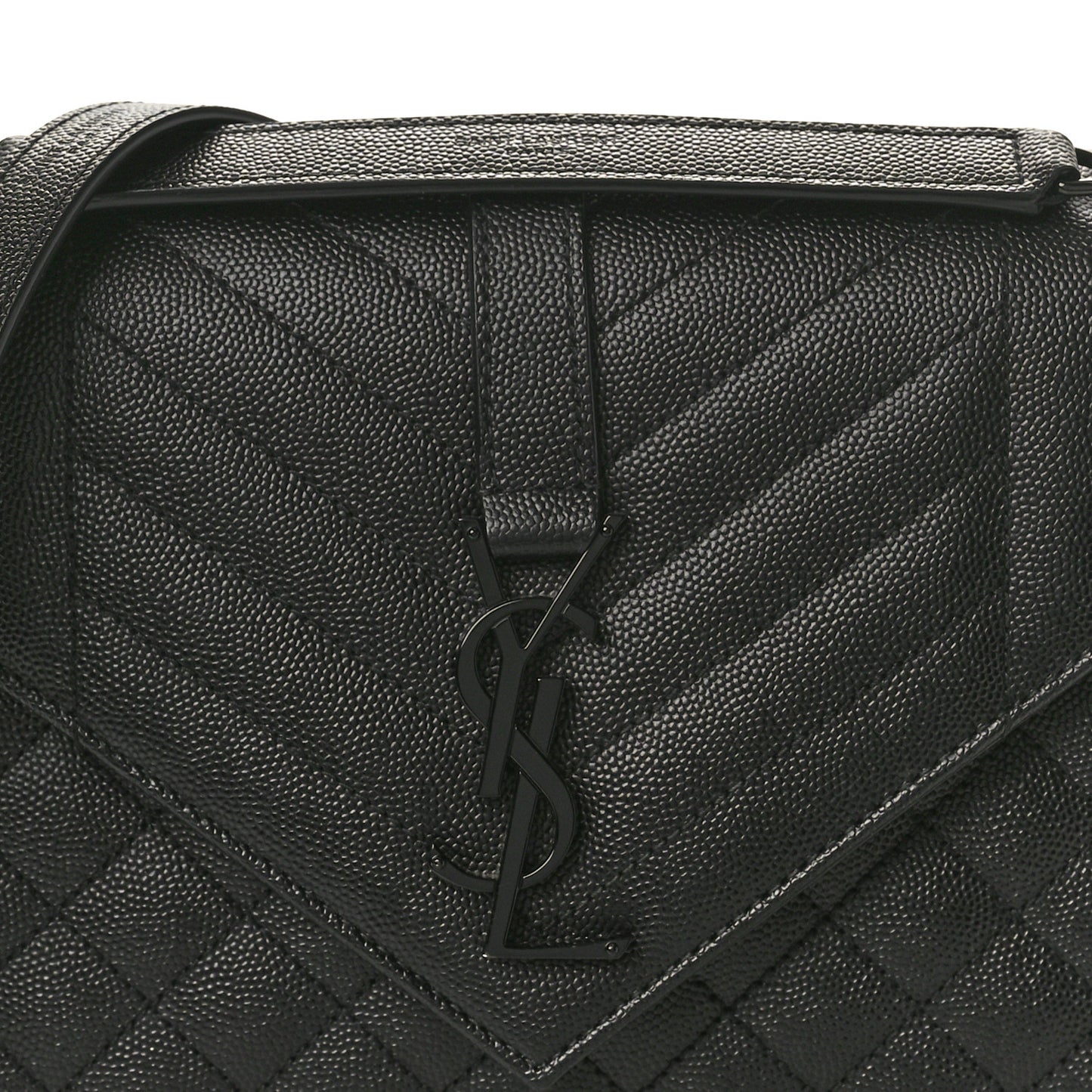 Grain De Poudre Textured Mixed Matelasse Triquilt Medium Monogram Monochrome Satchel Black