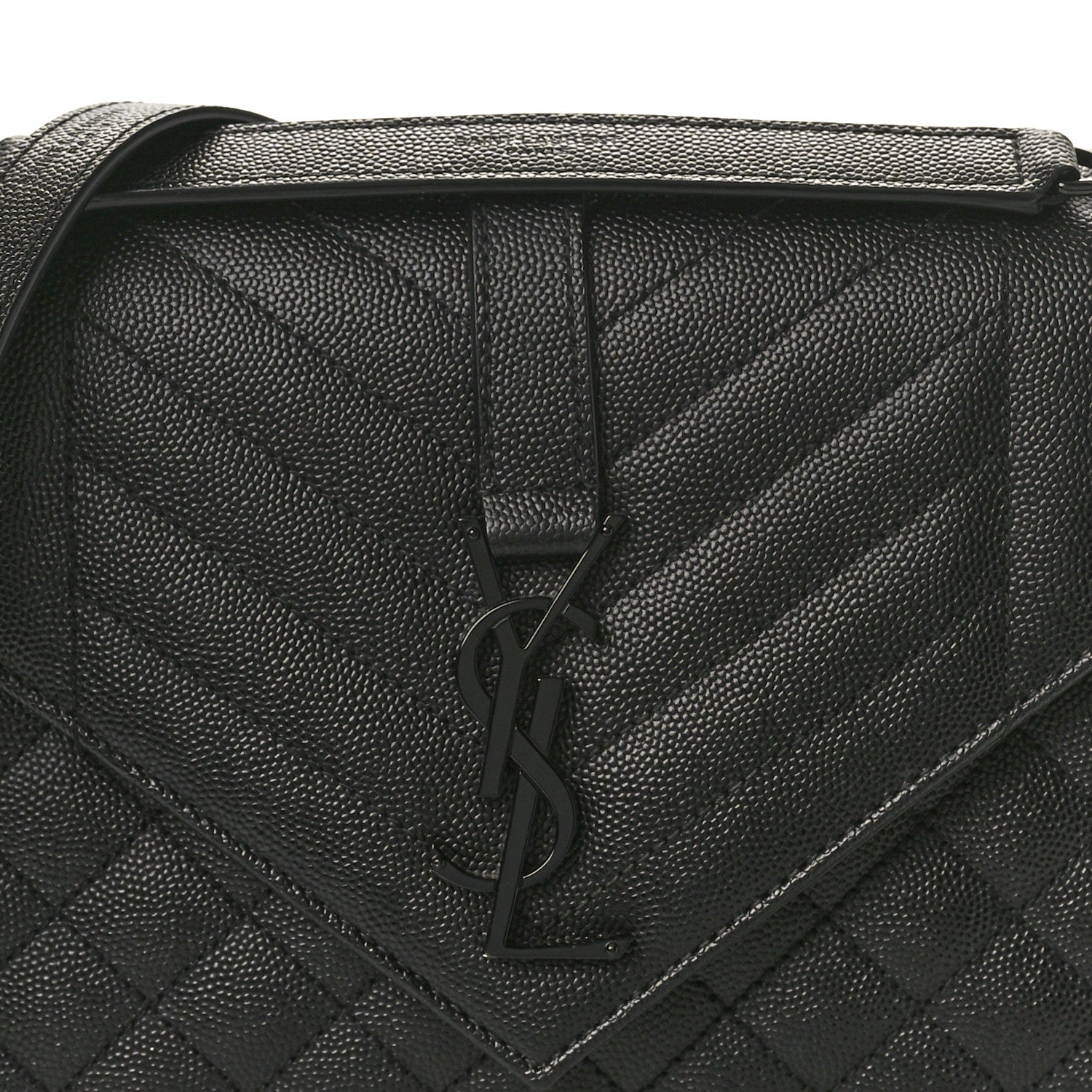 Saint Laurent Grain De Poudre Textured Mixed Matelasse Triquilt Medium Monogram Monochrome Satchel Black 7 of 9