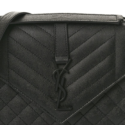 Saint Laurent Grain De Poudre Textured Mixed Matelasse Triquilt Medium Monogram Monochrome Satchel Black 7 of 9