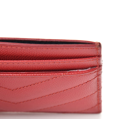 Saint Laurent Grain De Poudre Matelasse Chevron Monogram Credit Card Case New Red 11 of 12