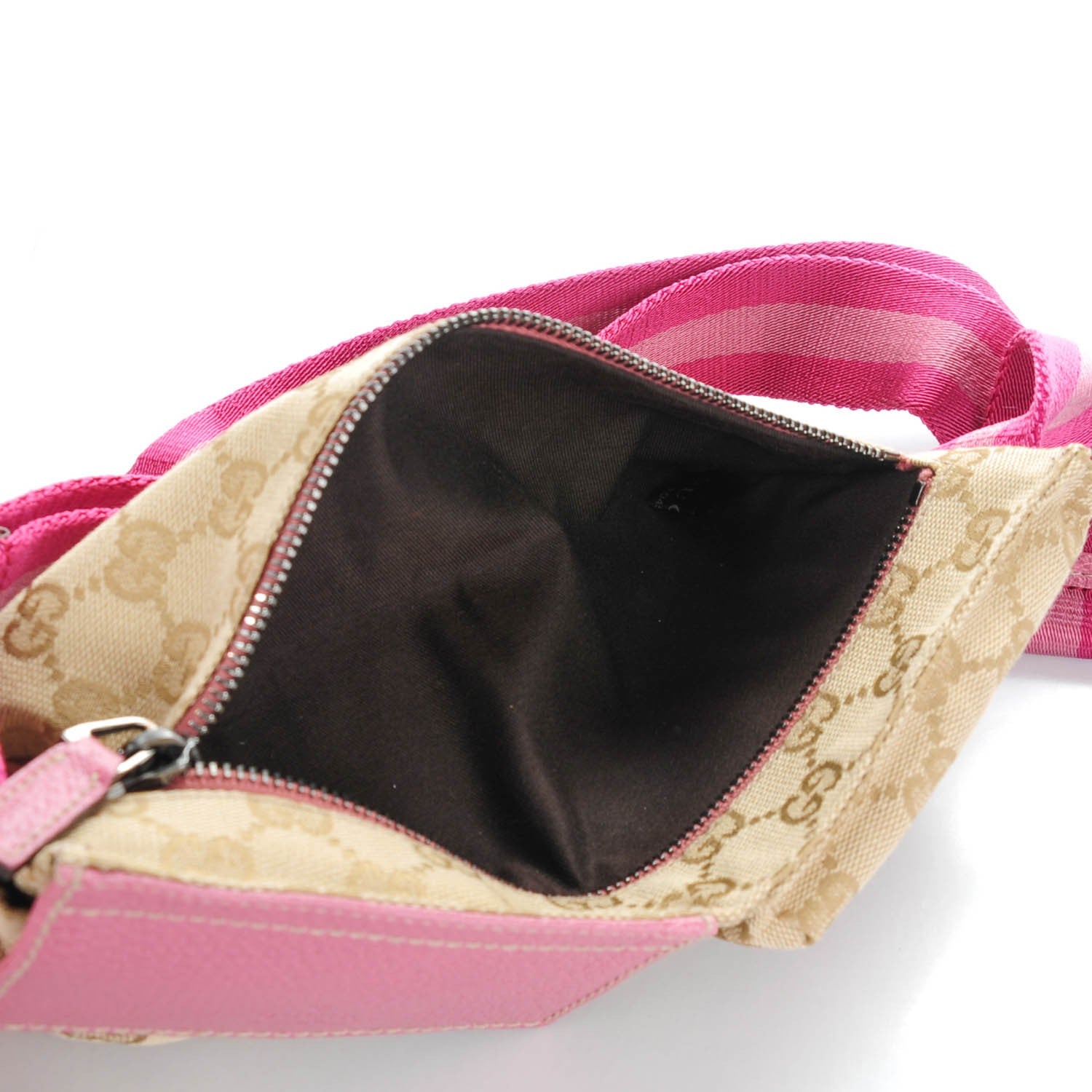 Gucci GG Monogram Web Double Pocket Belt Bag Pink 5 of 7