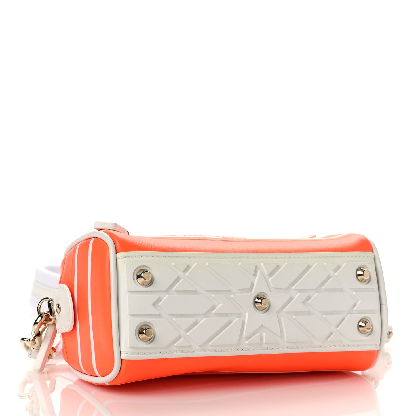 Calfskin Micro Dior Vibe Zip Bowling Bag Orange White