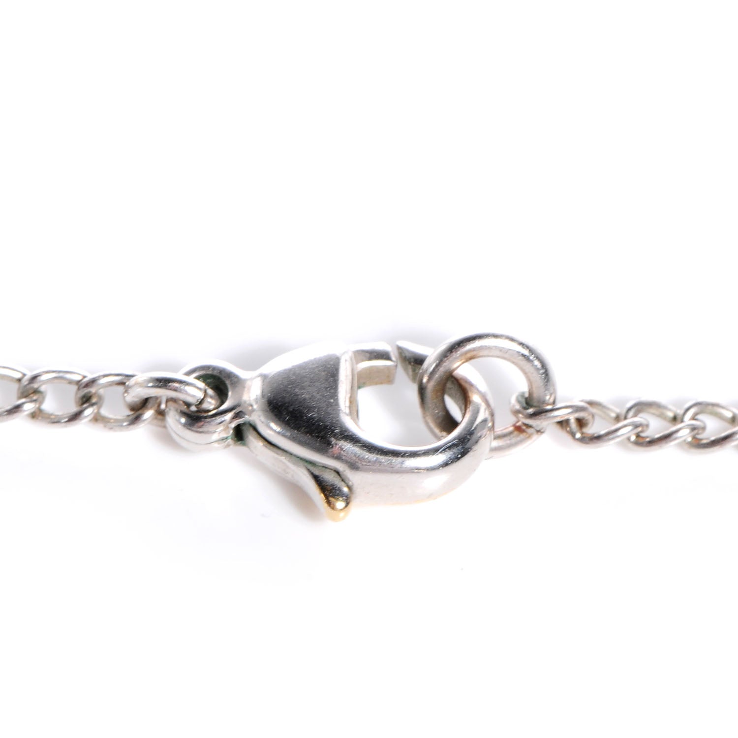 Chanel Enamel Striped CC Necklace Orange Silver 5 of 6