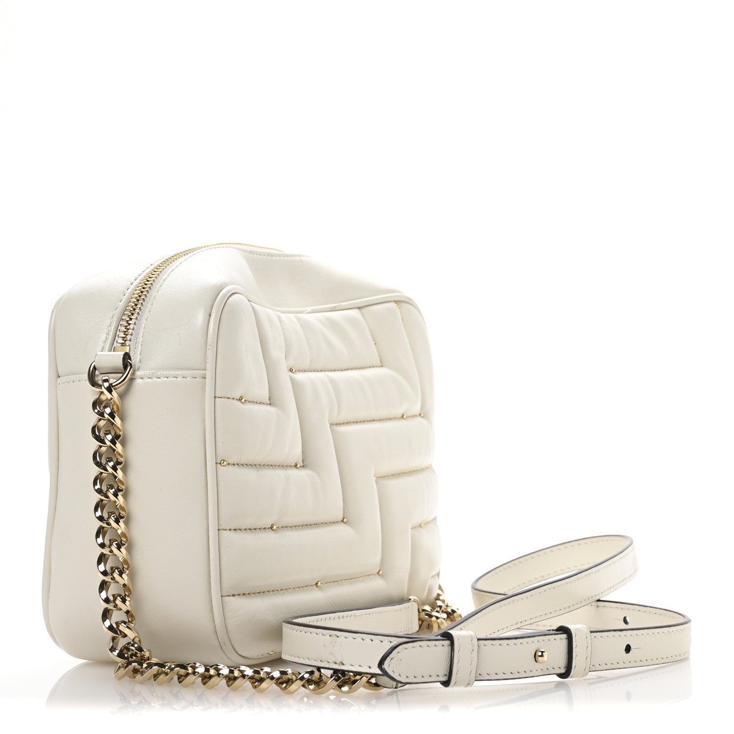 Jimmy Choo Nappa Quilted Studded Varenne Camera Bag White 3 of 10