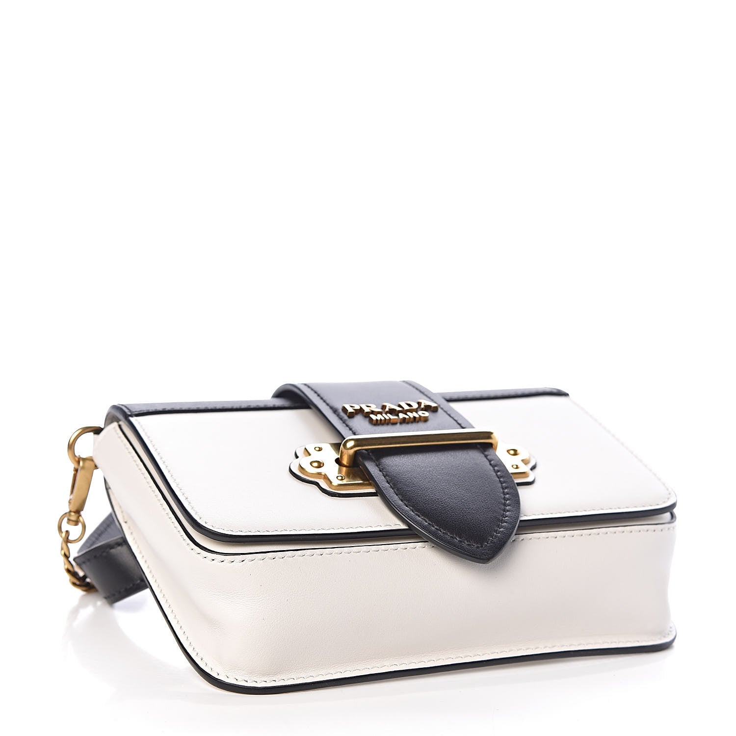 Prada Saffiano City Calf Cahier Belt Bag White Black 5 of 10
