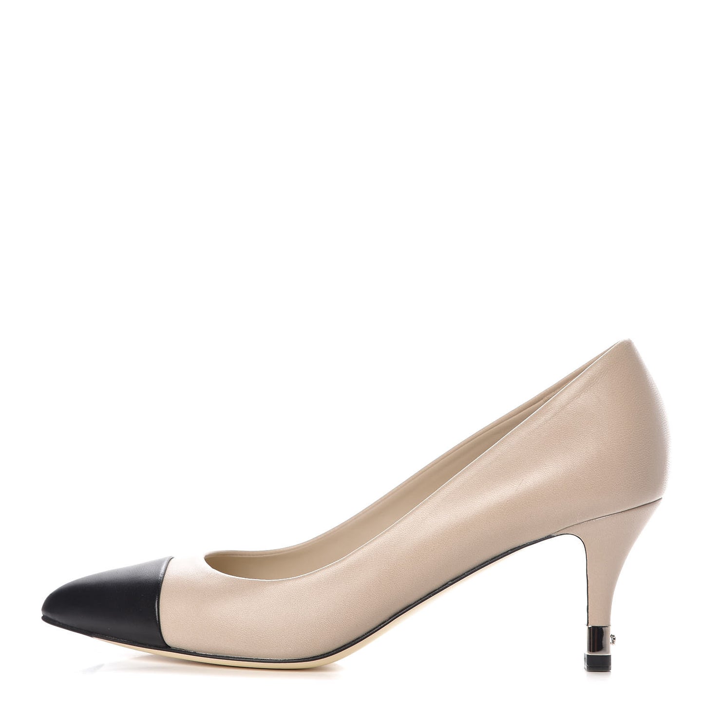 Lambskin Cap Toe CC Pumps 37.5 Beige Black