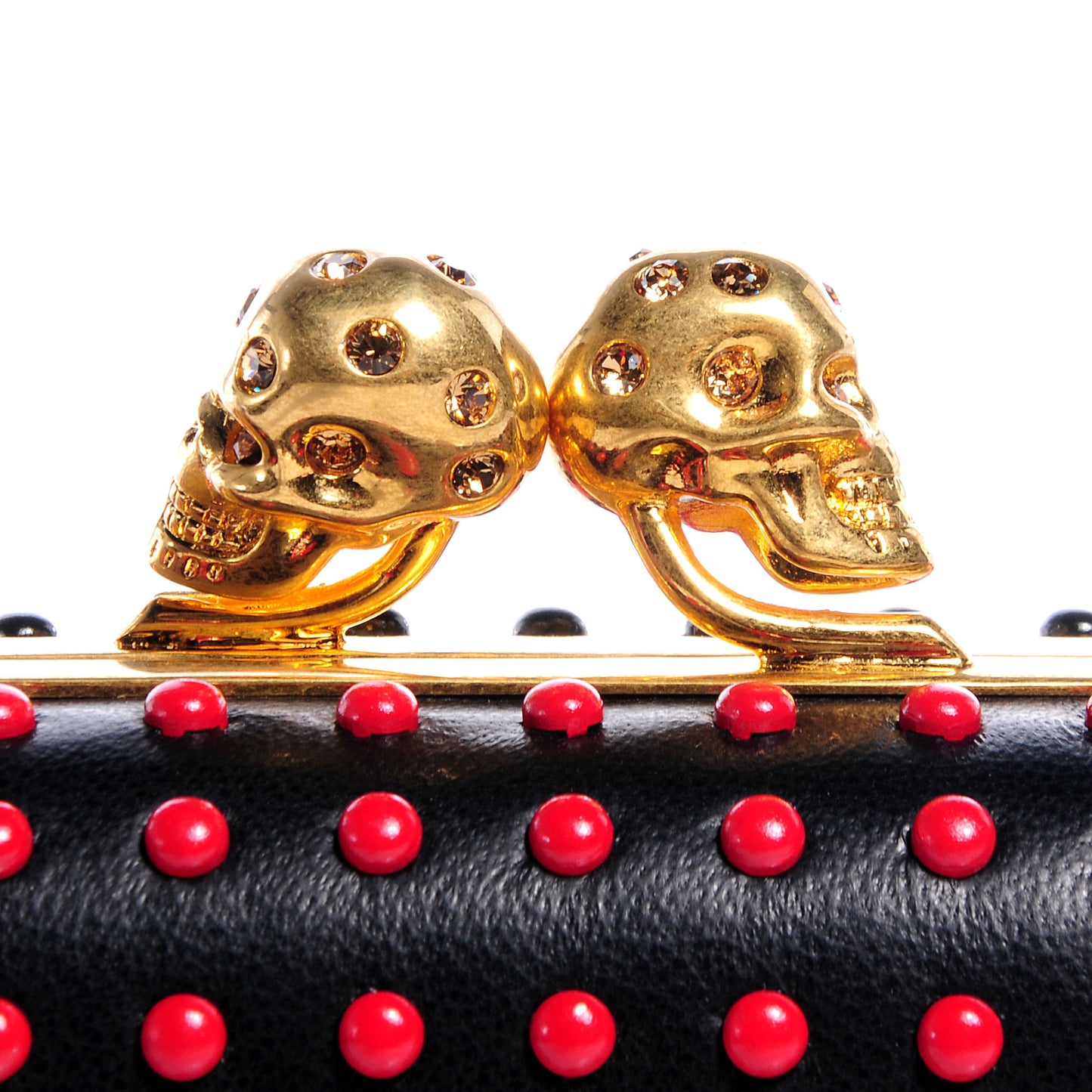 Nappa Bi-Color Twin Skull Box Clutch Black Red