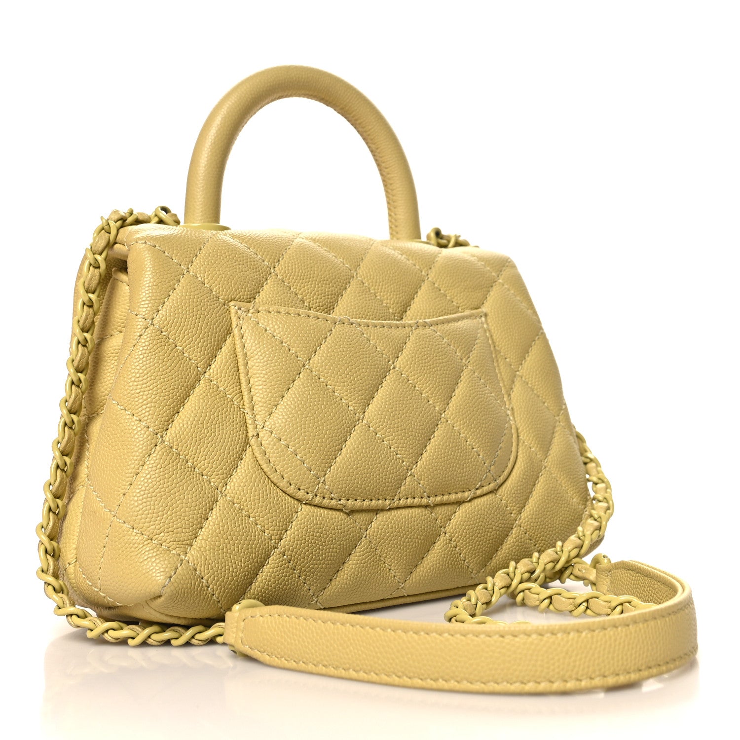 Chanel Caviar Quilted Incognito Extra Mini Coco Handle Flap Light Yellow 3 of 10