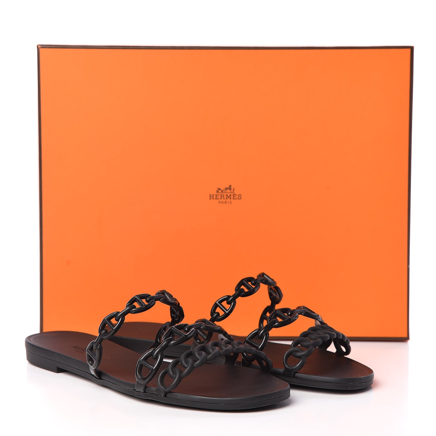 Hermes Rubber Chaine d'Ancre Rivage Sandals 36 Black 8 of 8
