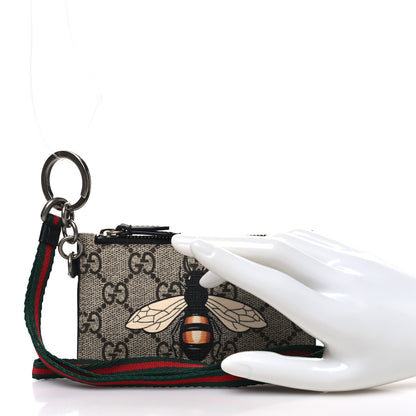Gucci GG Supreme Monogram Bee Print Key Coin Case Card Holder Beige Black 2 of 6