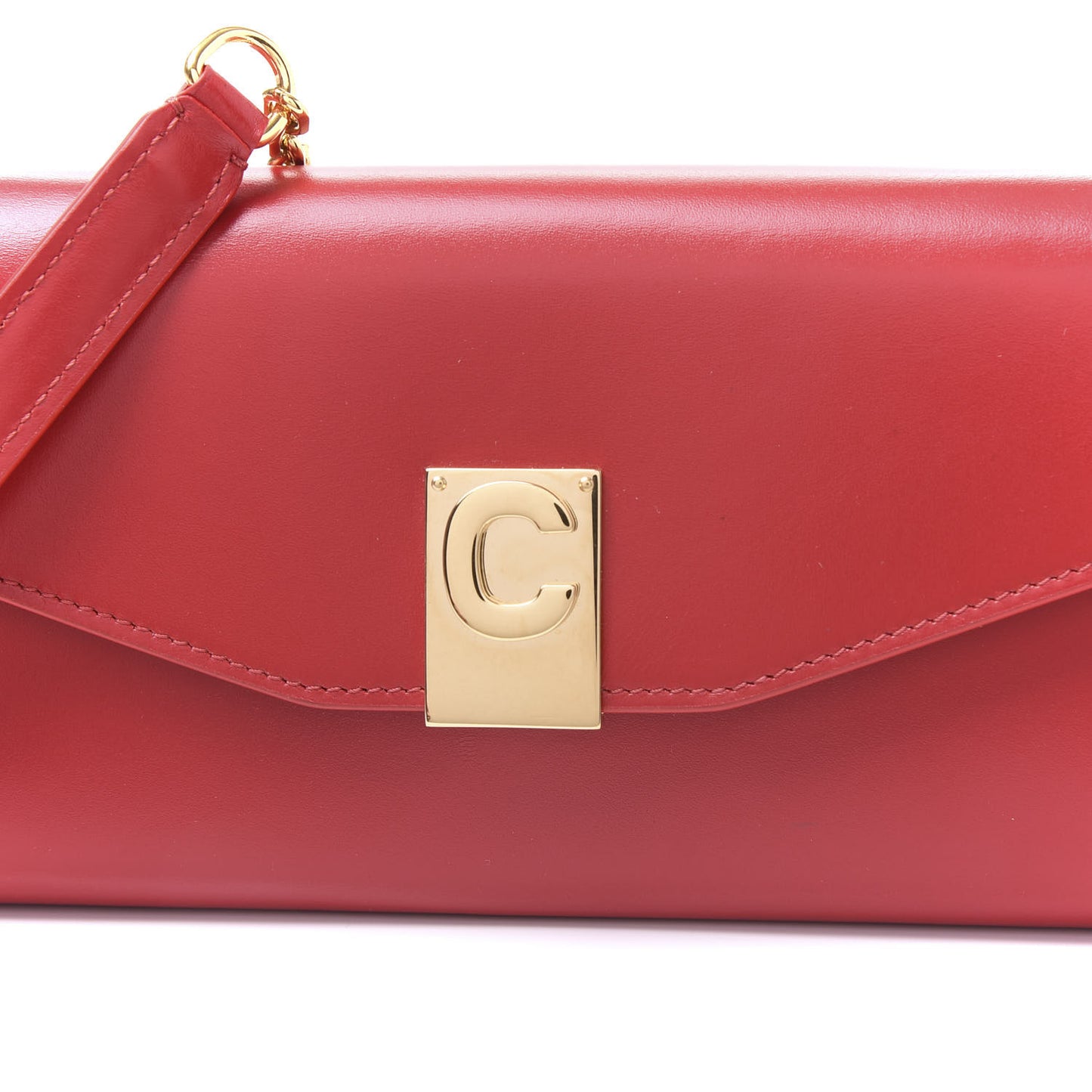 Shiny Smooth Calfskin C Wallet On Chain Bag Red