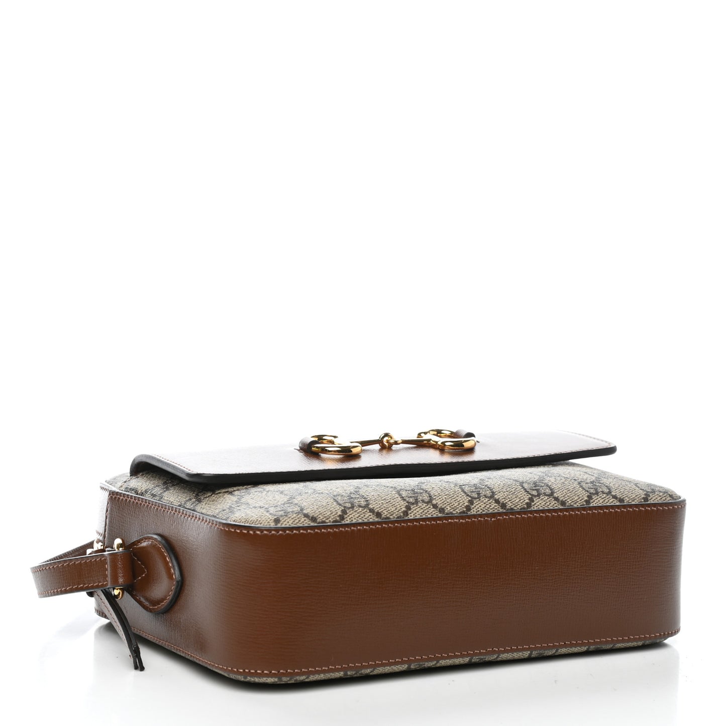 GG Supreme Monogram Small Horsebit 1955 Shoulder Bag Beige Brown Sugar