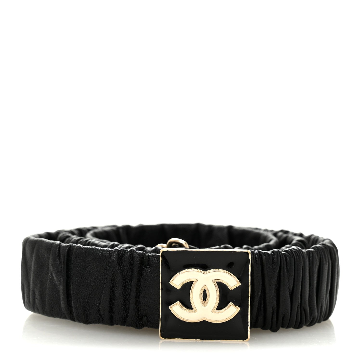 Chanel Lambskin Ruched CC Belt 75 30 Black 1 of 5