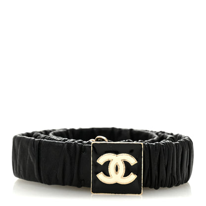 Chanel Lambskin Ruched CC Belt 75 30 Black 1 of 5