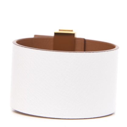 Hermes Epsom Swift Imprevisible Bracelet PM White Gold 3 of 5
