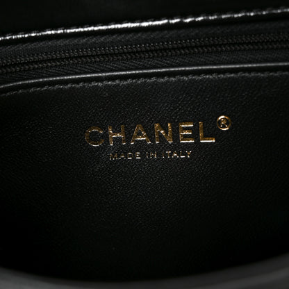 Chanel Shiny Lambskin Quilted Twisted Links Top Handle Flap Black 6 of 10