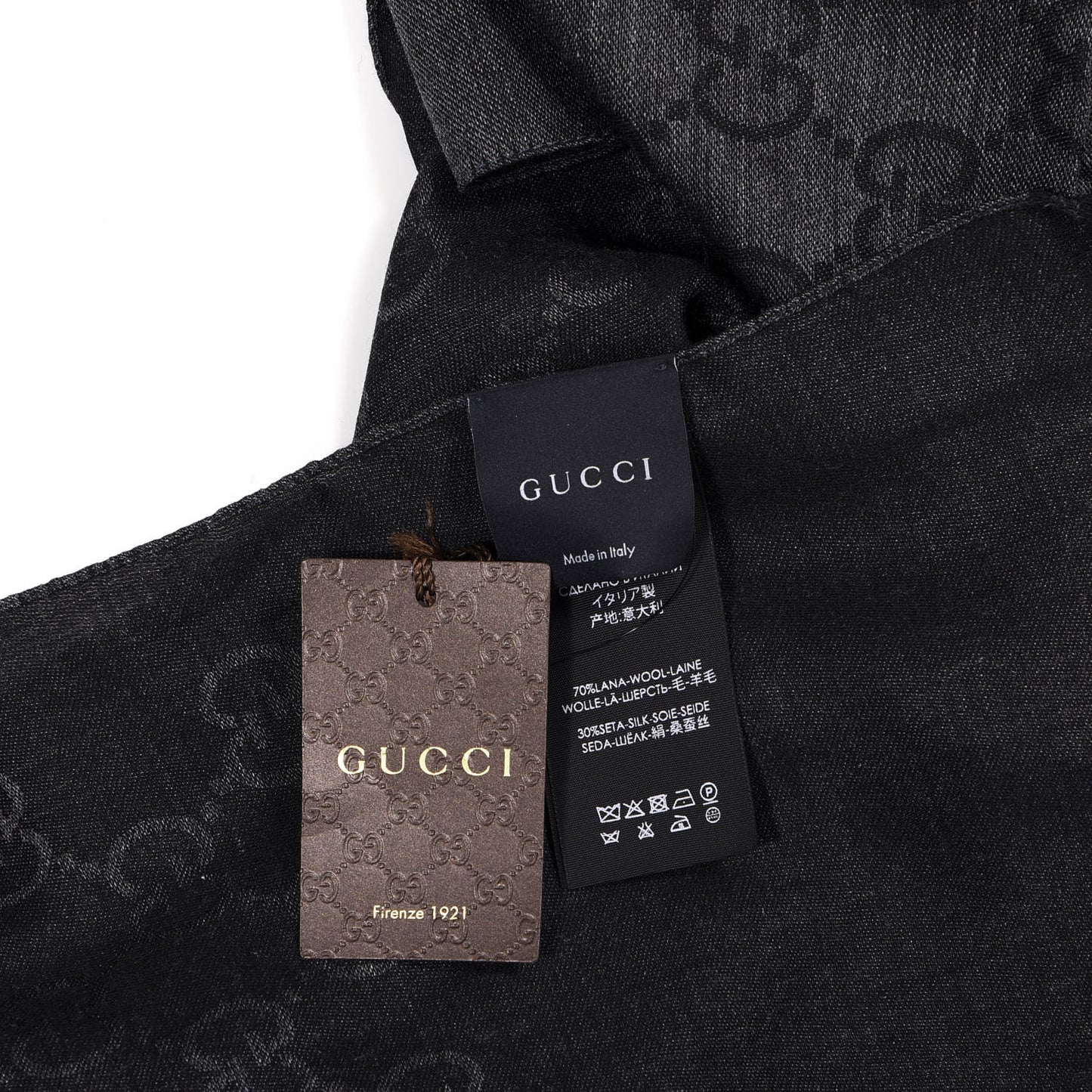 Wool Silk GG Monogram GGNat Scarf Anthracite