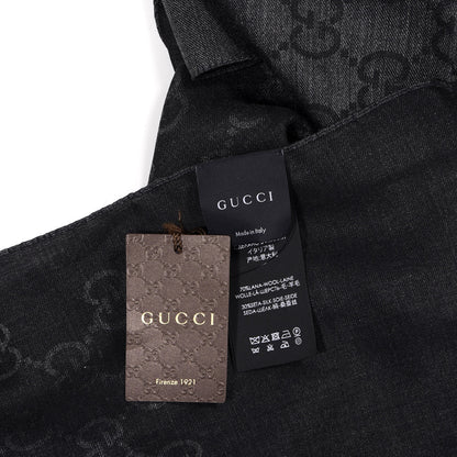 Gucci Wool Silk GG Monogram GGNat Scarf Anthracite 3 of 4