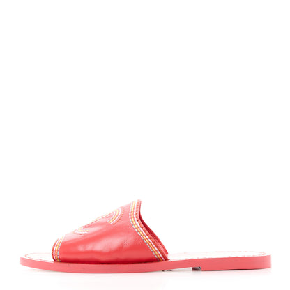 Chanel Calfskin Embroidered CC Sandal Mule 36 Red 1 of 8