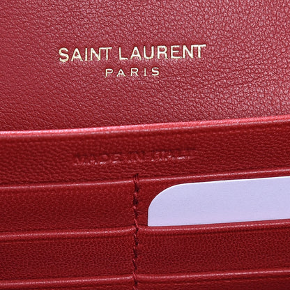Saint Laurent Lambskin Matelasse Monogram Vicky Chain Wallet Rouge Eros 9 of 10
