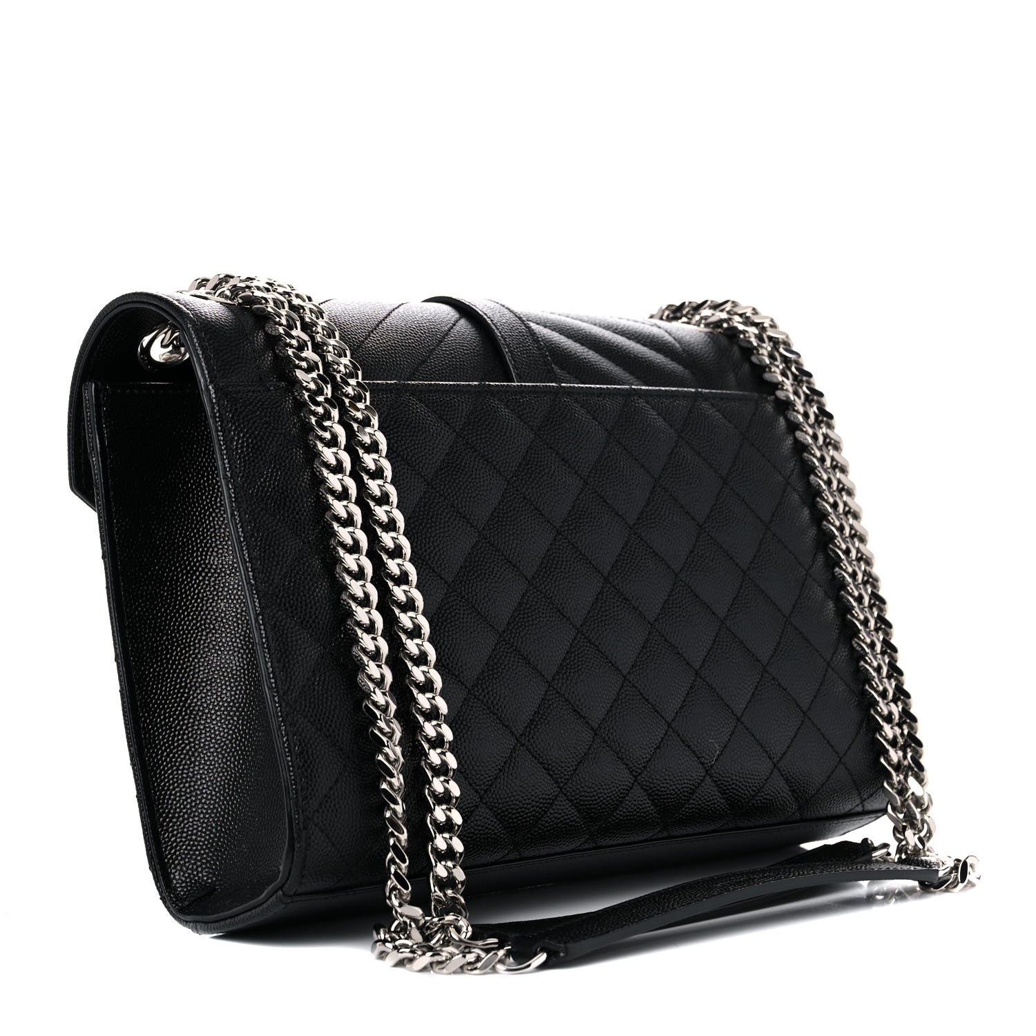Saint Laurent Grain De Poudre Textured Mixed Matelasse Triquilt Medium Monogram Satchel Black 3 of 9