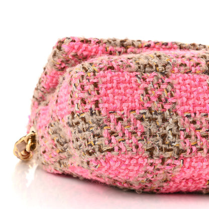 Chanel Wool Tweed Quilted Small Elegant Chain Flap Pink Brown 9 of 11