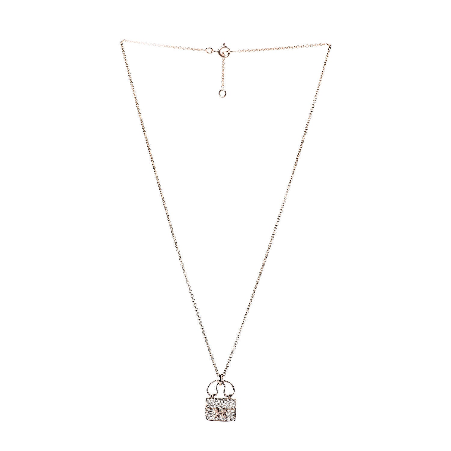 Hermes 18K Rose Gold Diamond Constance Amulette Pendant Necklace 3 of 7