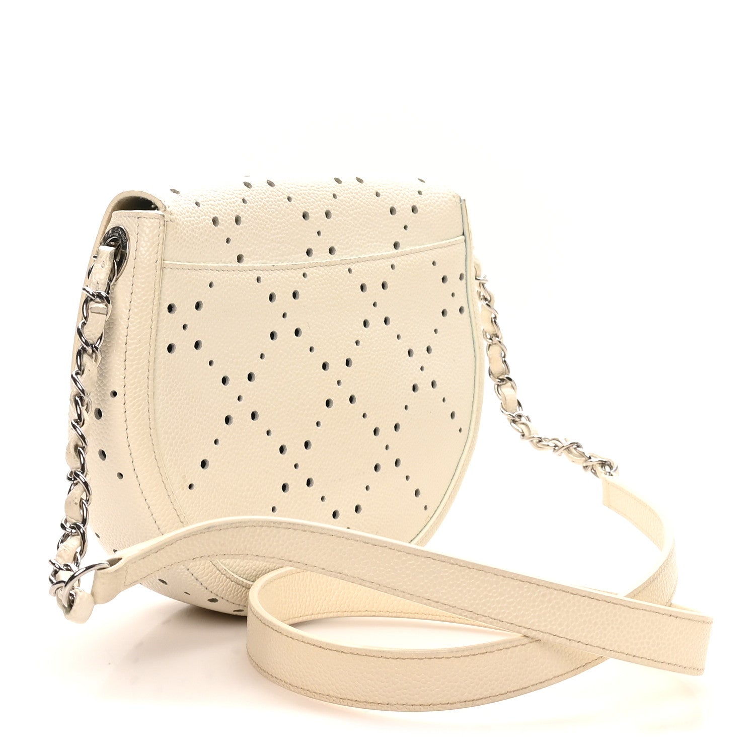 Chanel Caviar Perforated Messenger Bag White 3 of 12
