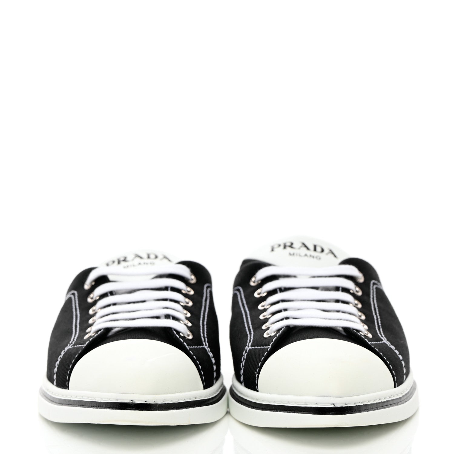 Prada Nylon Gabardine Point-Toe Sneaker Mules 40 Black 3 of 18