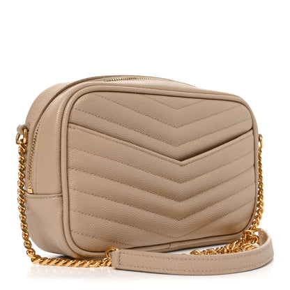 Saint Laurent Grain De Poudre Matelasse Monogram Mini Lou Camera Bag Dark Beige 3 of 11