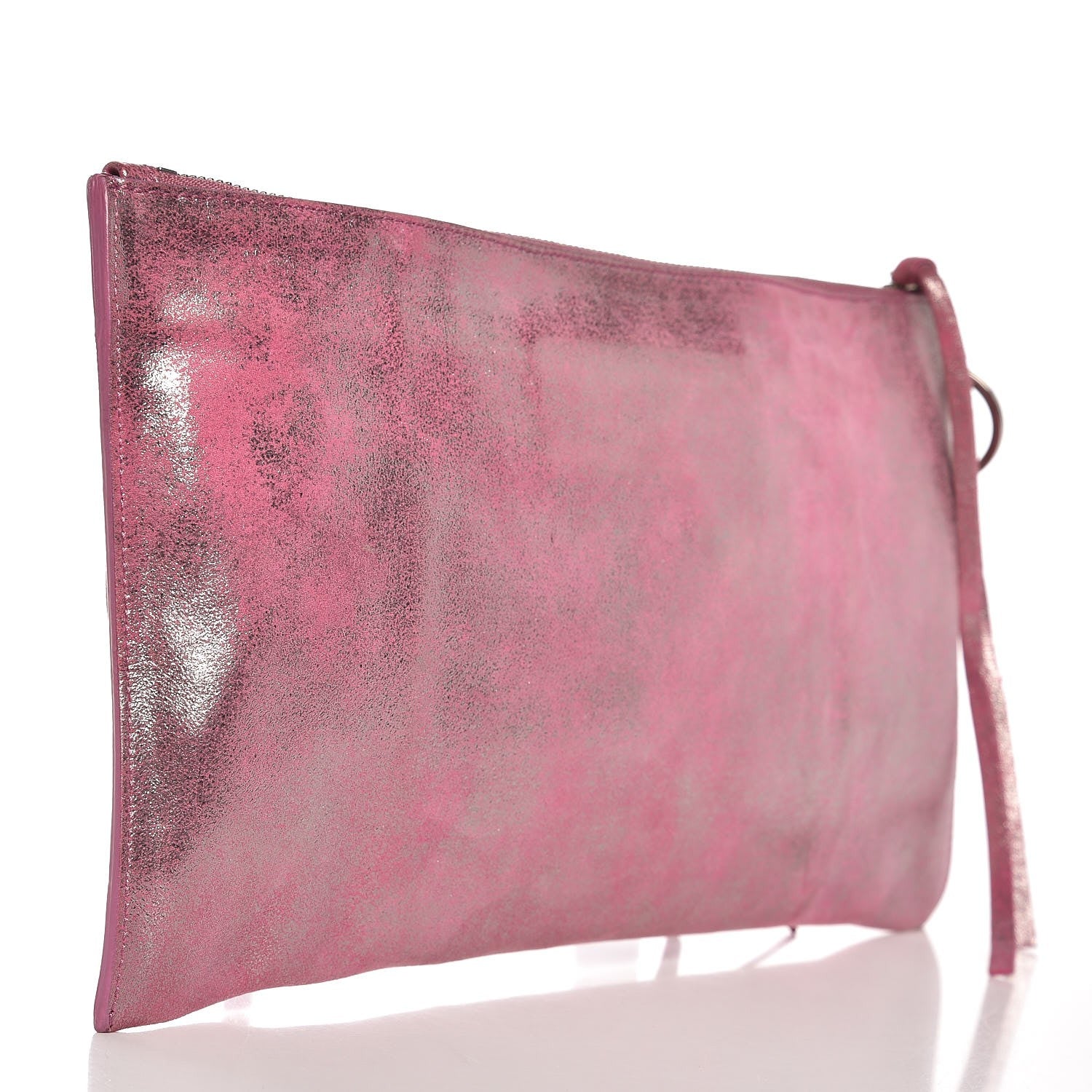 Balenciaga Metallic Calfskin Milky Way Papier Clutch Hip Pink 3 of 9