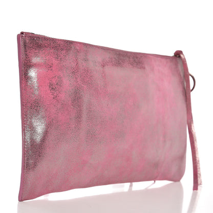 Balenciaga Metallic Calfskin Milky Way Papier Clutch Hip Pink 3 of 9