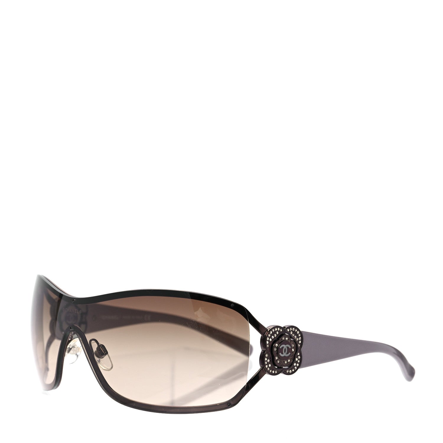 Chanel Swarovski Crystal Camellia CC Sunglasses 4164-B Bronze 1 of 6