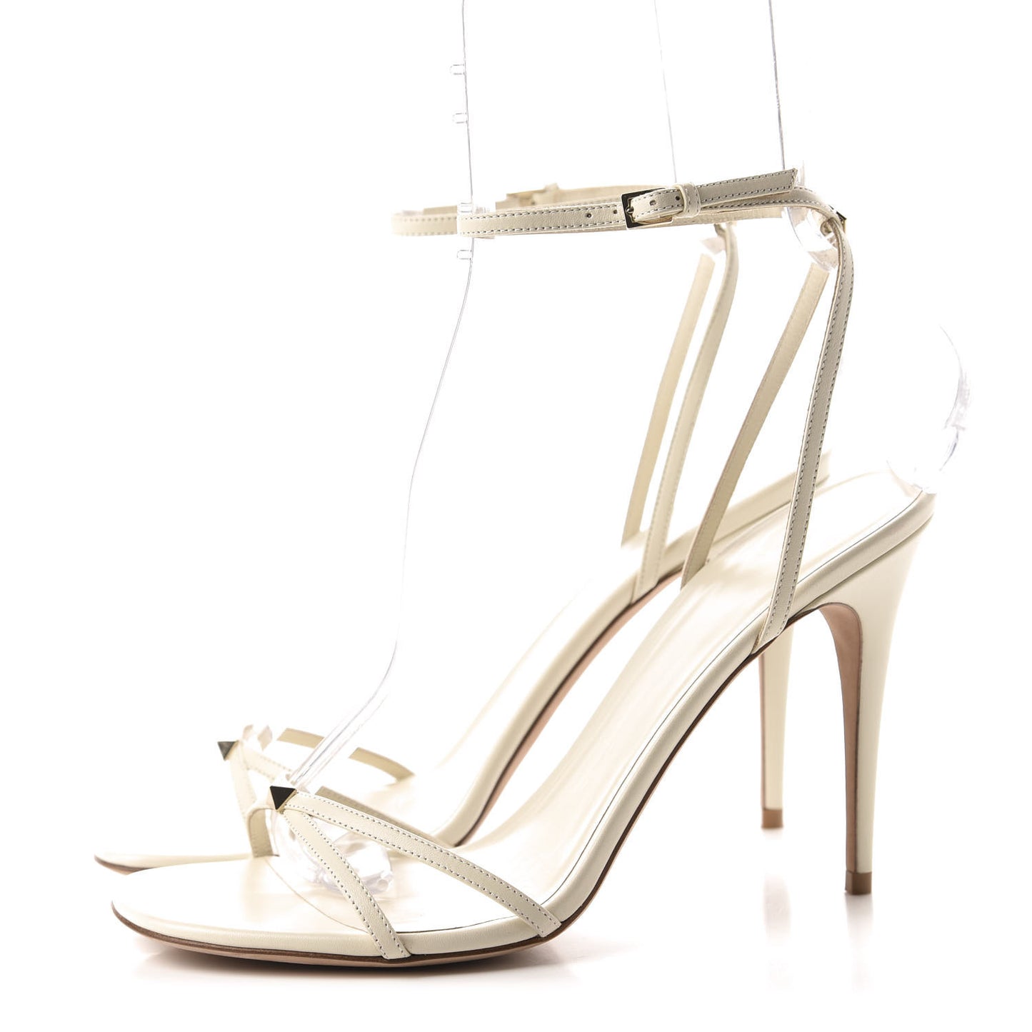 Calfskin Strappy Ankle Strap Sandals 39 White