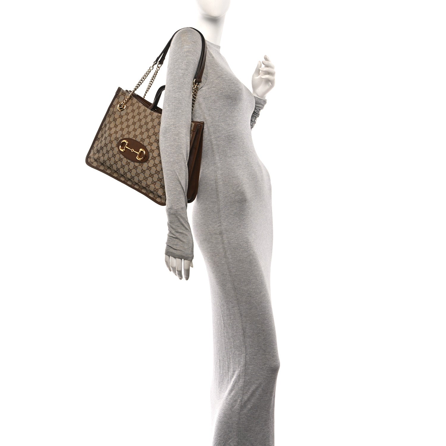 Gucci Monogram Calfskin Medium Horsebit 1955 Tote Bag Beige Brown Sugar 2 of 10