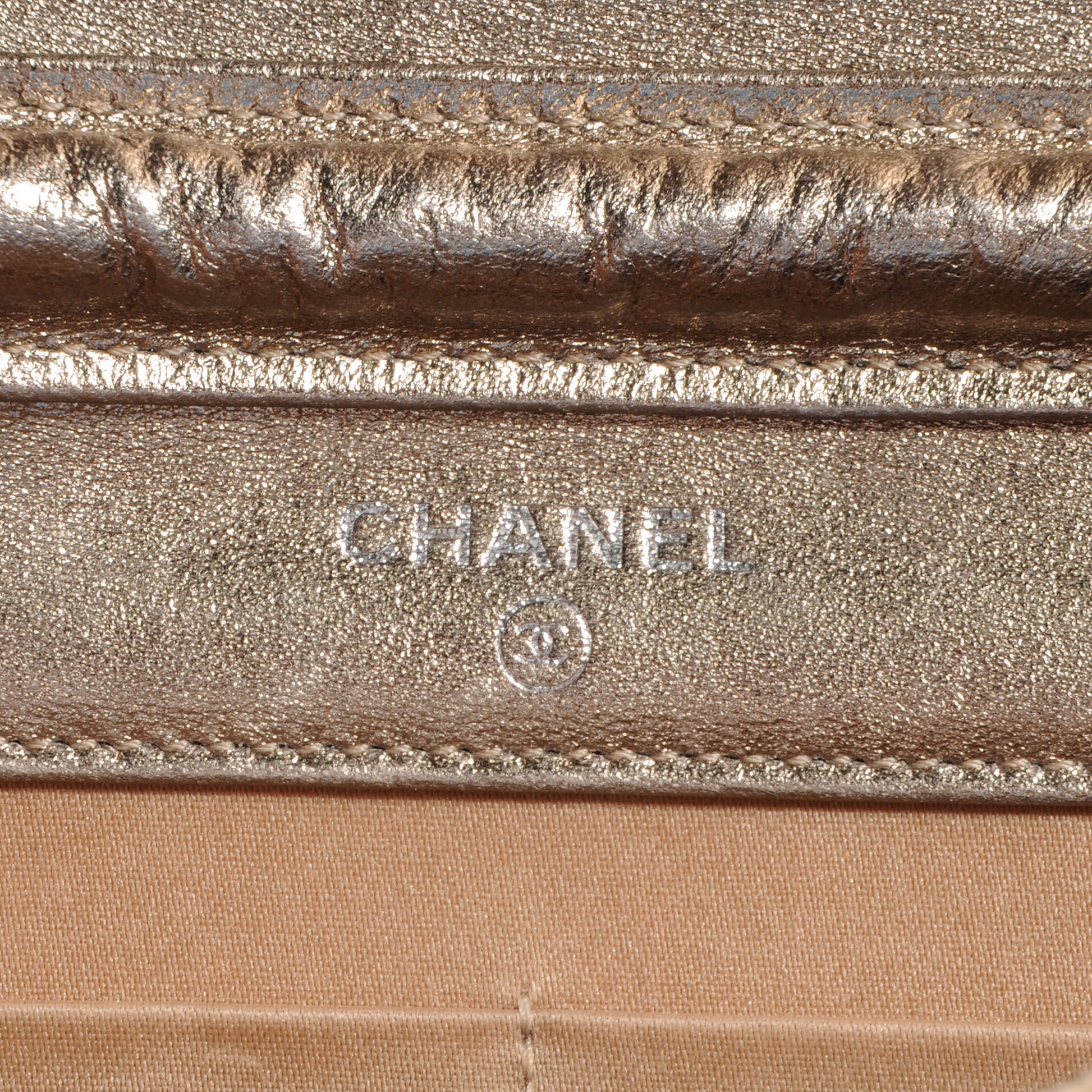 Chanel Nylon Travel Wallet On Chain WOC Metallic Gold 6 of 8