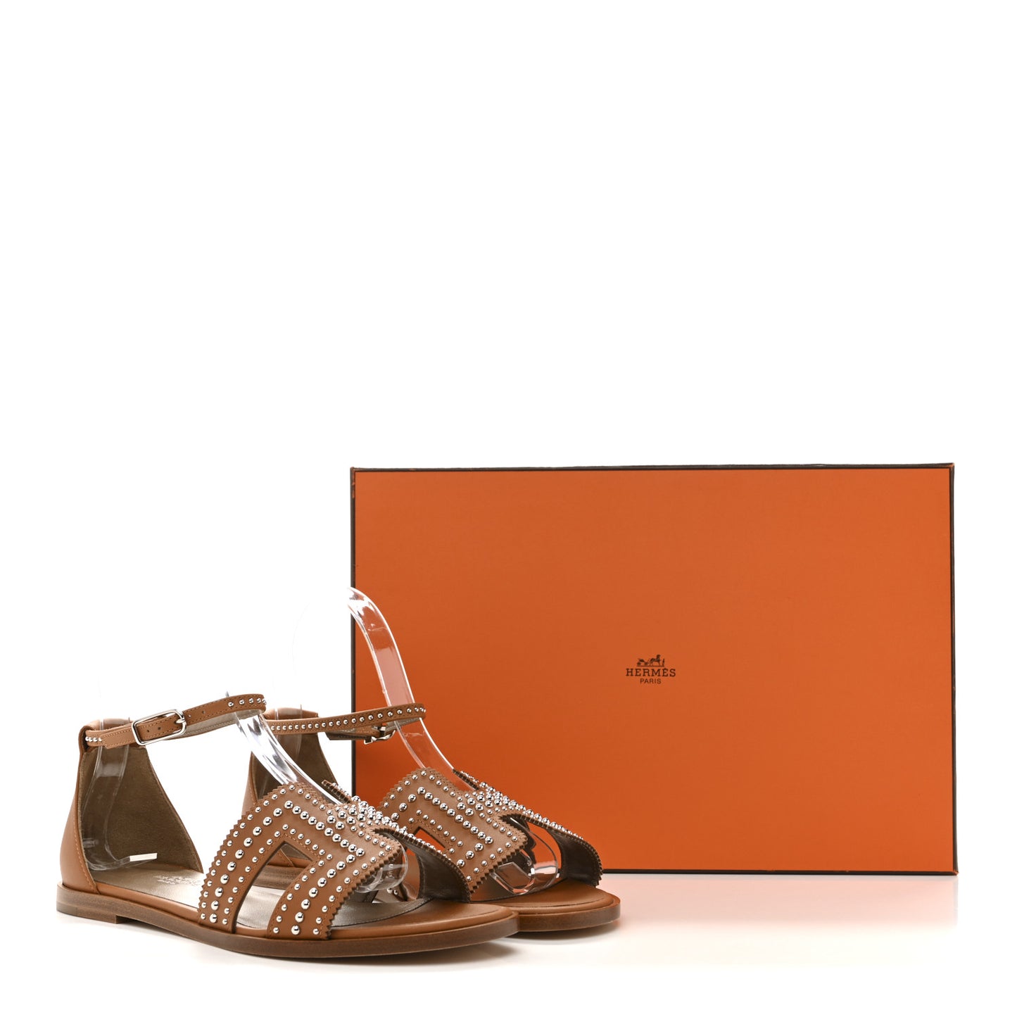 Calfskin Studded Santorini Sandals 36 Naturel