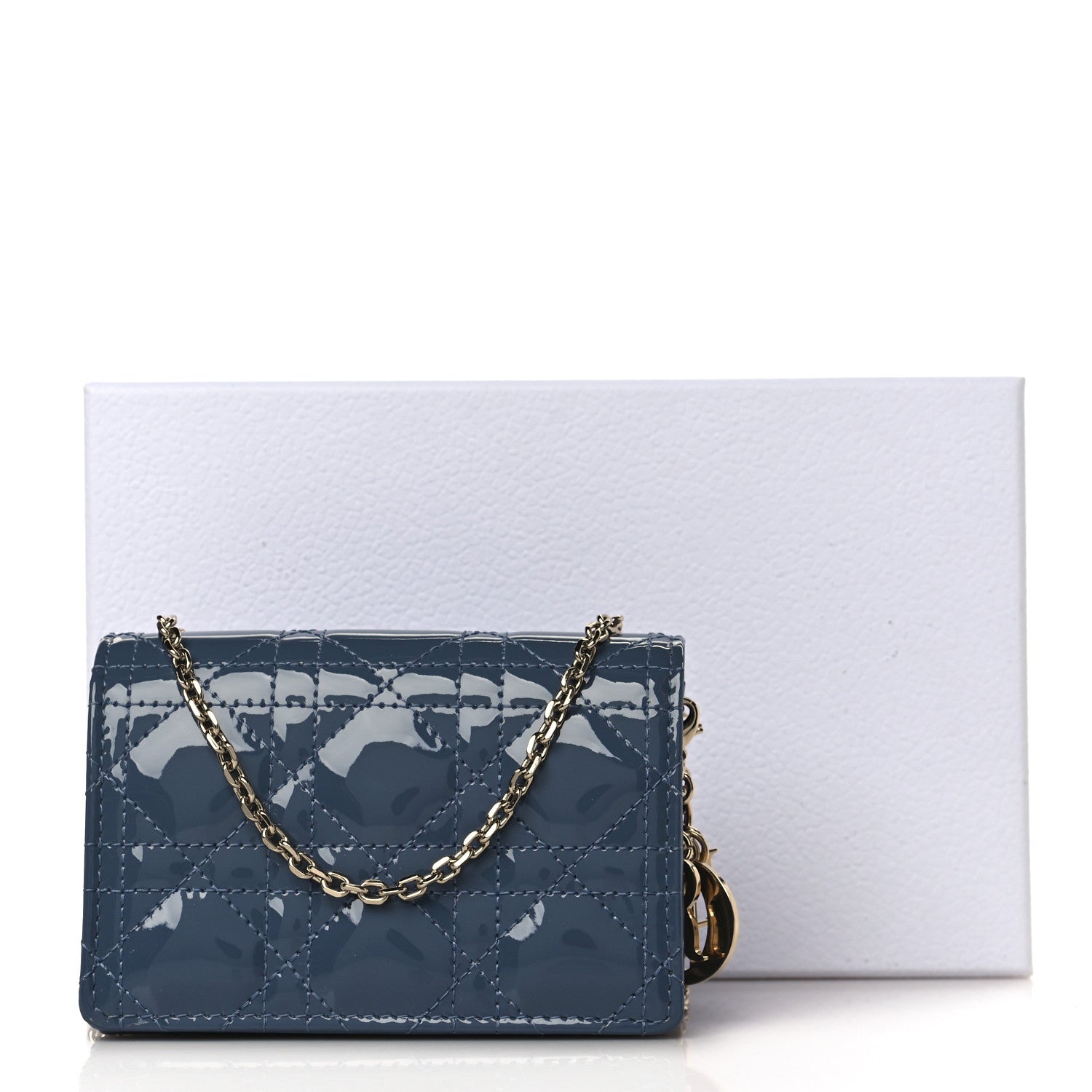 Christian Dior Patent Cannage Nano Lady Dior Pouch Cloud Blue 10 of 10