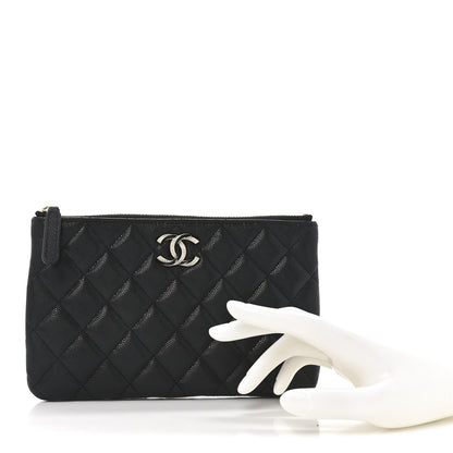 Chanel Caviar Quilted Crystal Enamel Cosmetic Case Black 2 of 8