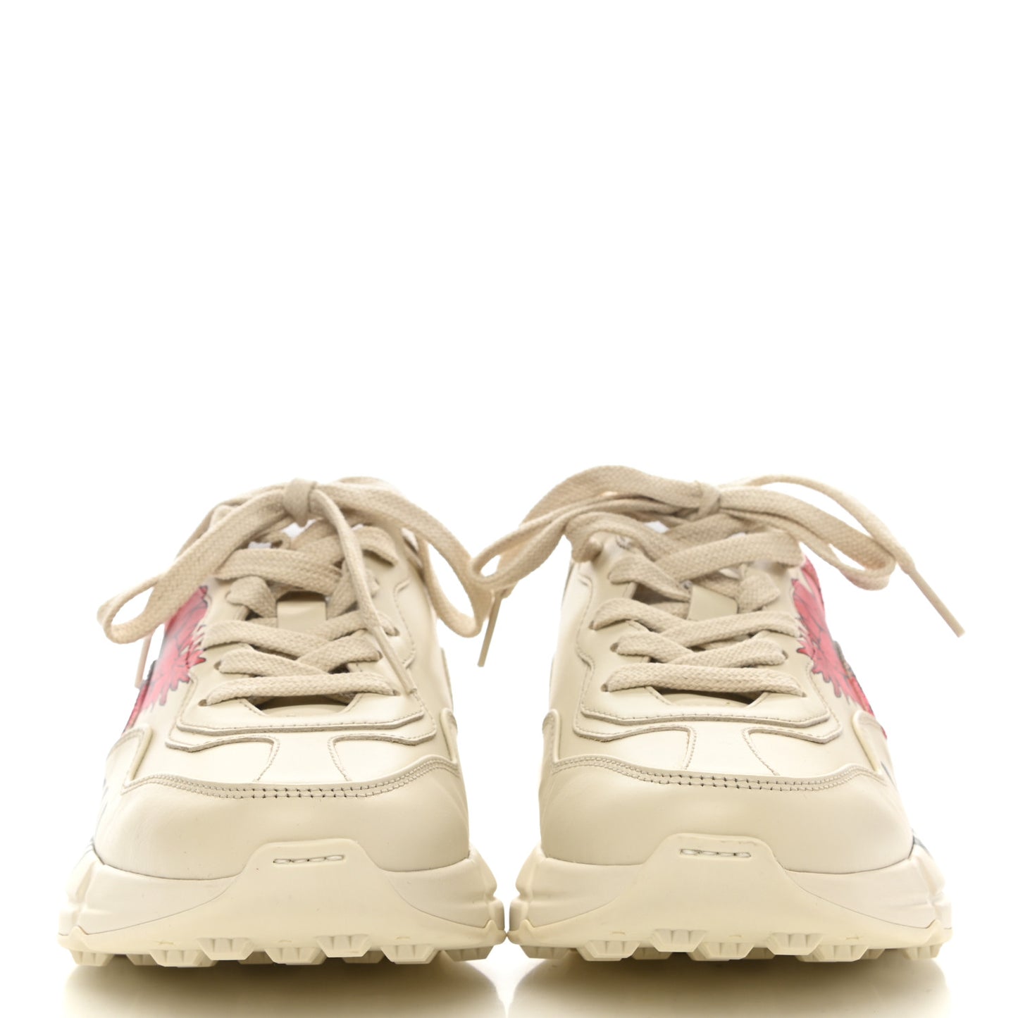 Calfskin Hawaii Print Womens Rhyton Sneakers 35.5 Ivory