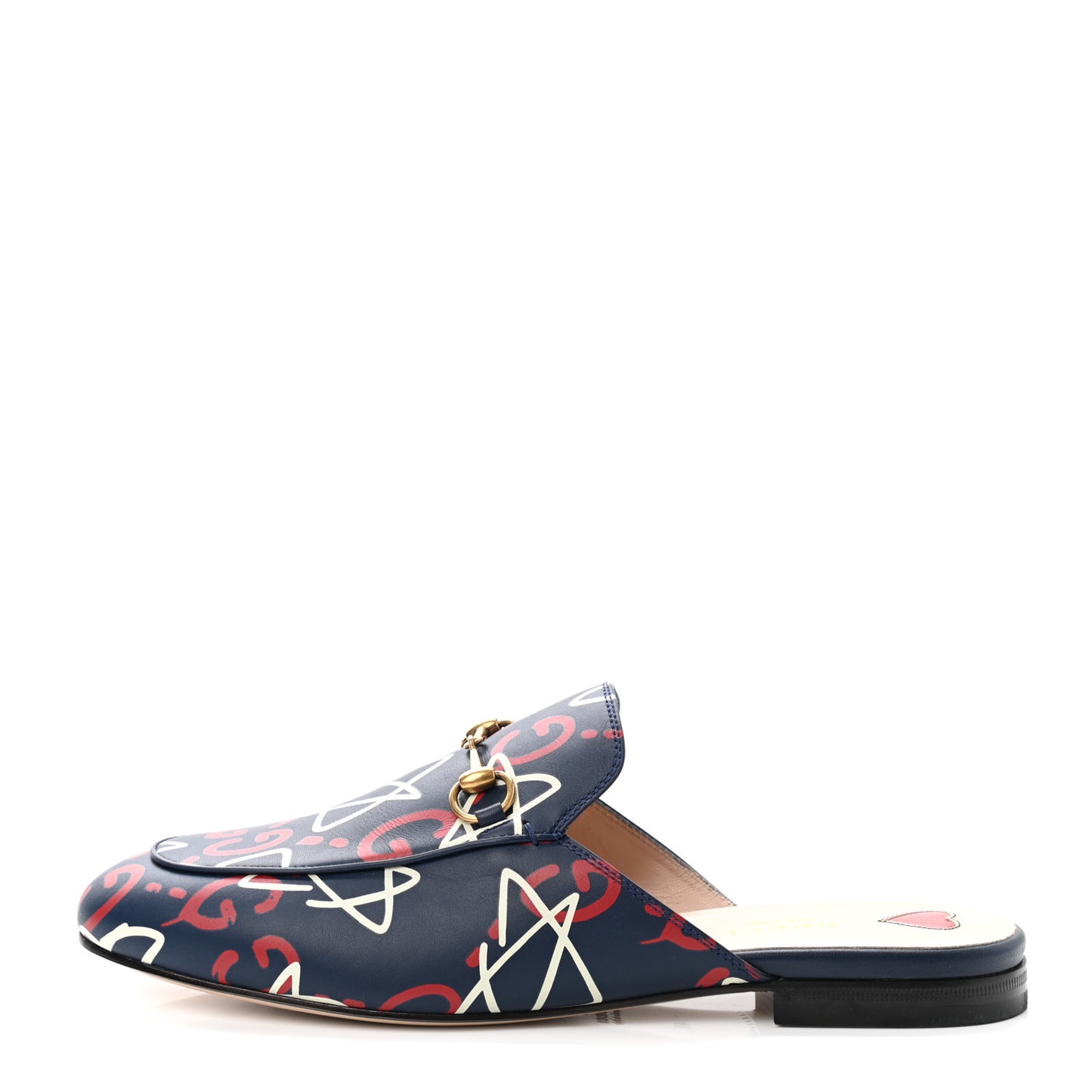 GucciGhost Print Womens Princetown Slippers 40 Blue Agata Hibiscus Red